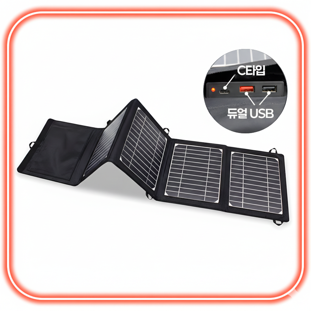 솔트라 태양광 패널 휴대용 접이식 캠핑 솔라 태양열 충전기, 블랙, 45W 4패널 듀얼USB+Type-C 95,000원
