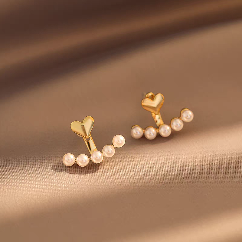 NXNA 14K 골드 진주 하트 이어링 여성스러운 귀걸이 고급스럽고 광택좋은 심플한 천연 진주 도금 귀걸이 CS-ED038 54,800원