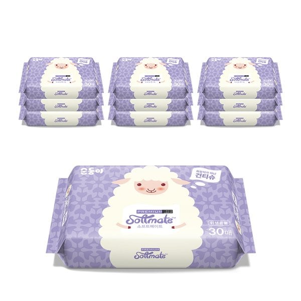 순둥이 생분해/소프트메이트 건티슈 프리미엄 휴대용 30매 10팩 살균 소독 무형광 22,600원
