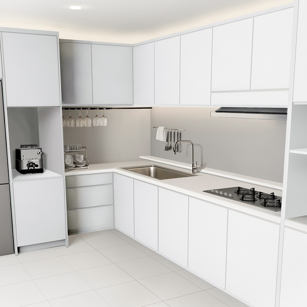 [국내생산] 큐브프레임 싱크대문짝 교체 씽크대 도어 제작 LPM, 밀키화이트무광 27,500원