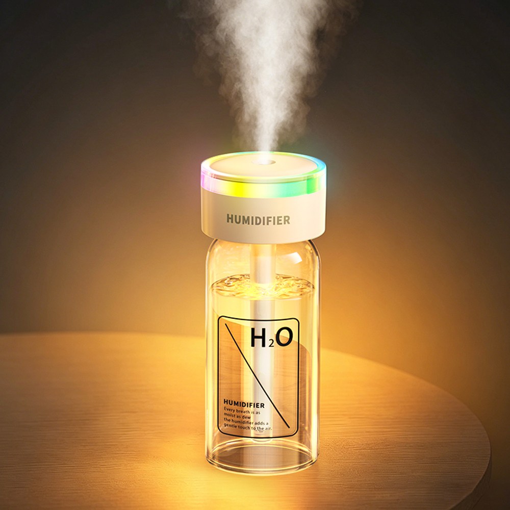 HOOYS 휴대용 미니 무선 무드등 가습기 저소음 차량용 침실용 사무실용 탁상용 충전 사용, 화이트(300ml), H65 19,800원