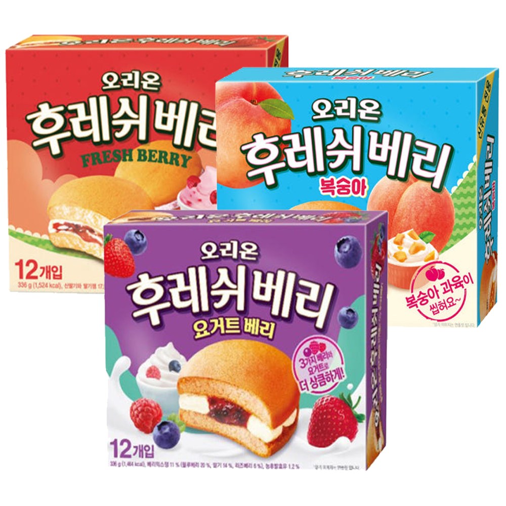 오리온 대용량 후레쉬베리 336g 3종 복숭아 + 딸기 + 요거트베리 15,710원