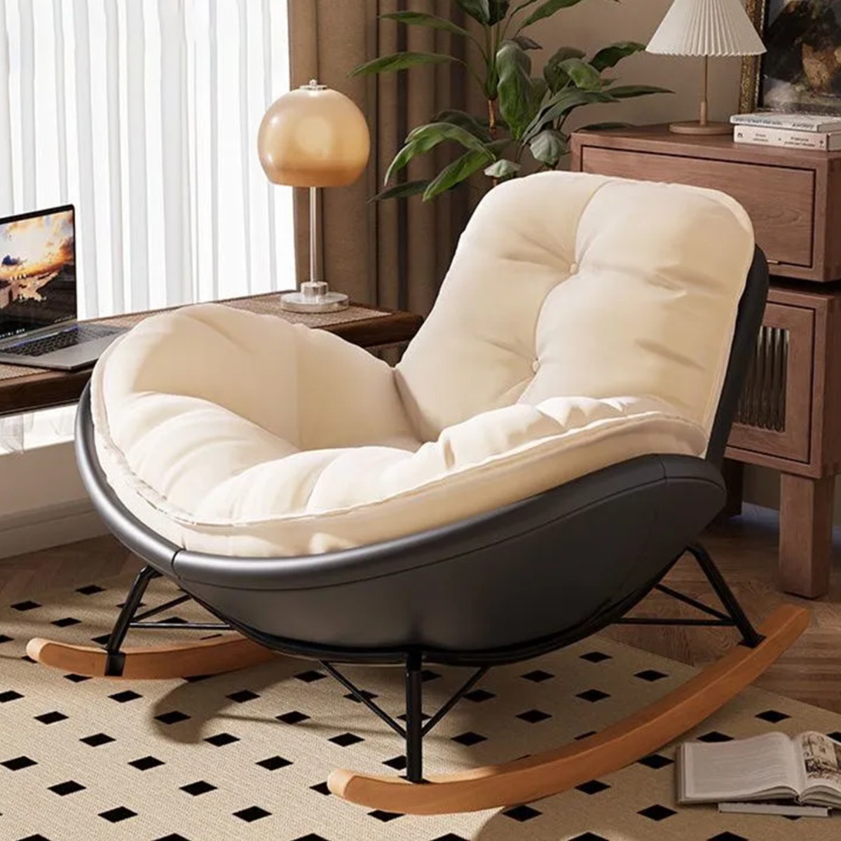 편안한 1인용 라운지체어 거실 감성 흔들의자 프리미엄 리클라이너, 1개, 회색(B+발받침 미포함) 124,000원