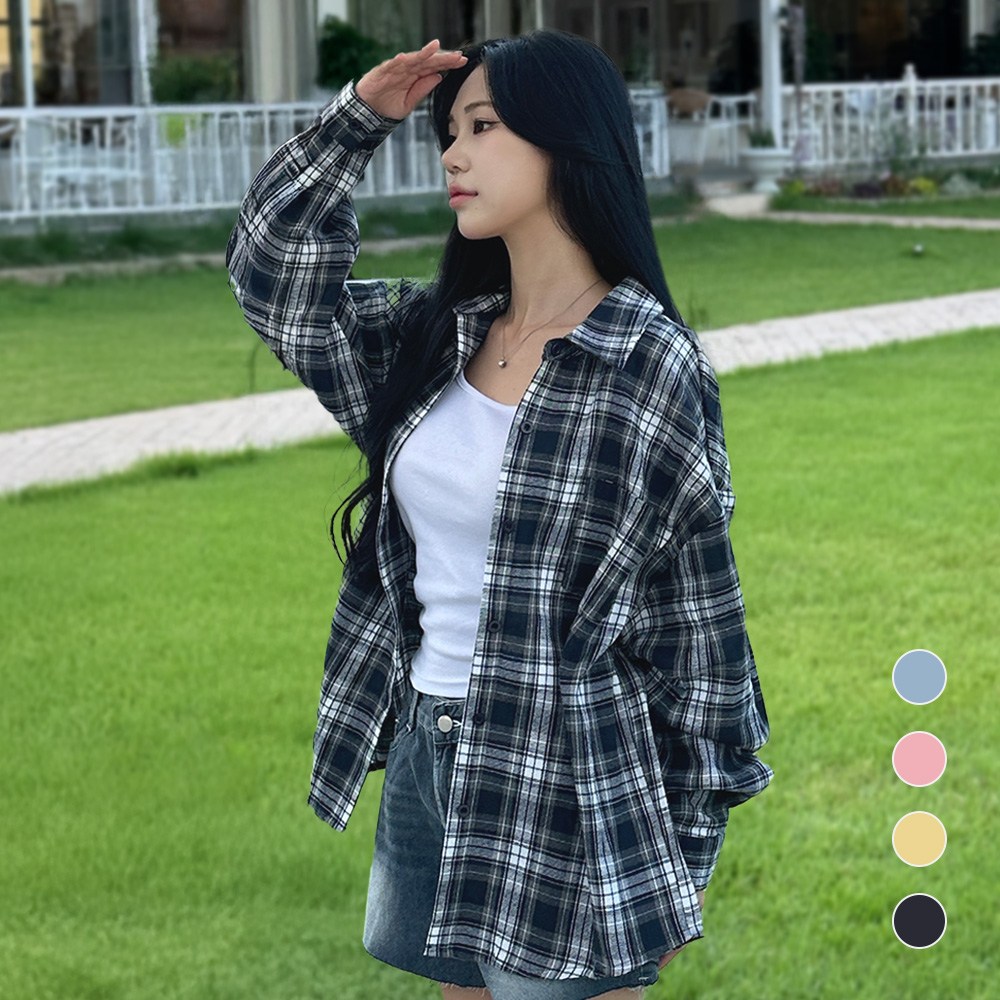 스타일모먼트 여성 체크남방 빅사이즈 여성의류 체크셔츠 18,800원