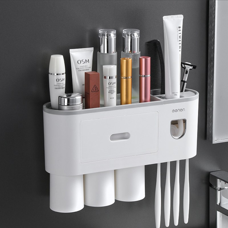 마벨인홈 간편부착 원터치 치약 디스펜서 칫솔걸이 선반, 그레이, 1개 16,900원