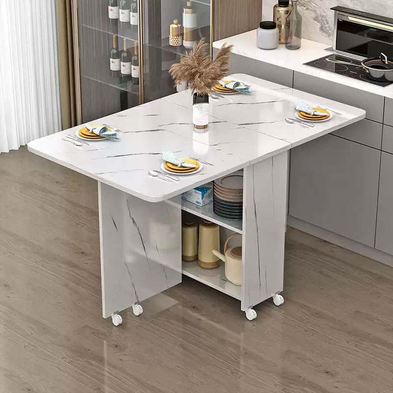 이동식 접이식 식탁 가정용 소형주택형 신축, 4인용, 화이트 마블링 89,800원