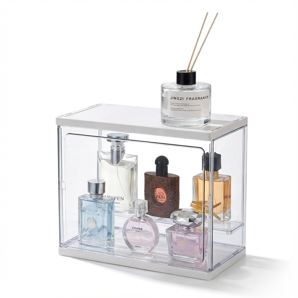ZHEYE 대용량 투명 화장품 수납장이자 멀티 화장대 (향수 및 스킨케어 진열, 홈카페 소품 수납용), 1개, 27CMx14CMX23CM 15,200원