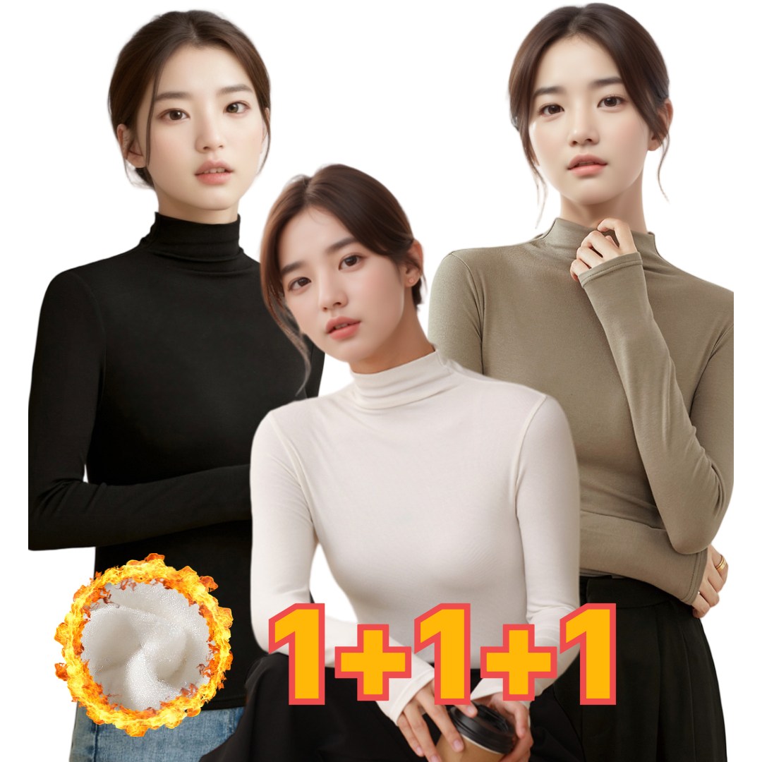 클리크 여성 겨울 반목폴라 기모 스판 하프넥 이너 모달 반폴라 티셔츠 세트 43,800원