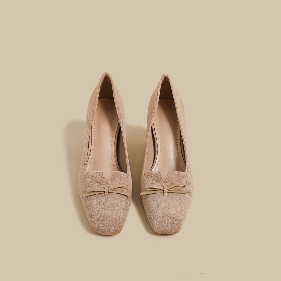 이냐시아 여성 스웨이드 펌프스 리본 스퀘어토 중굽 구두 96,000원