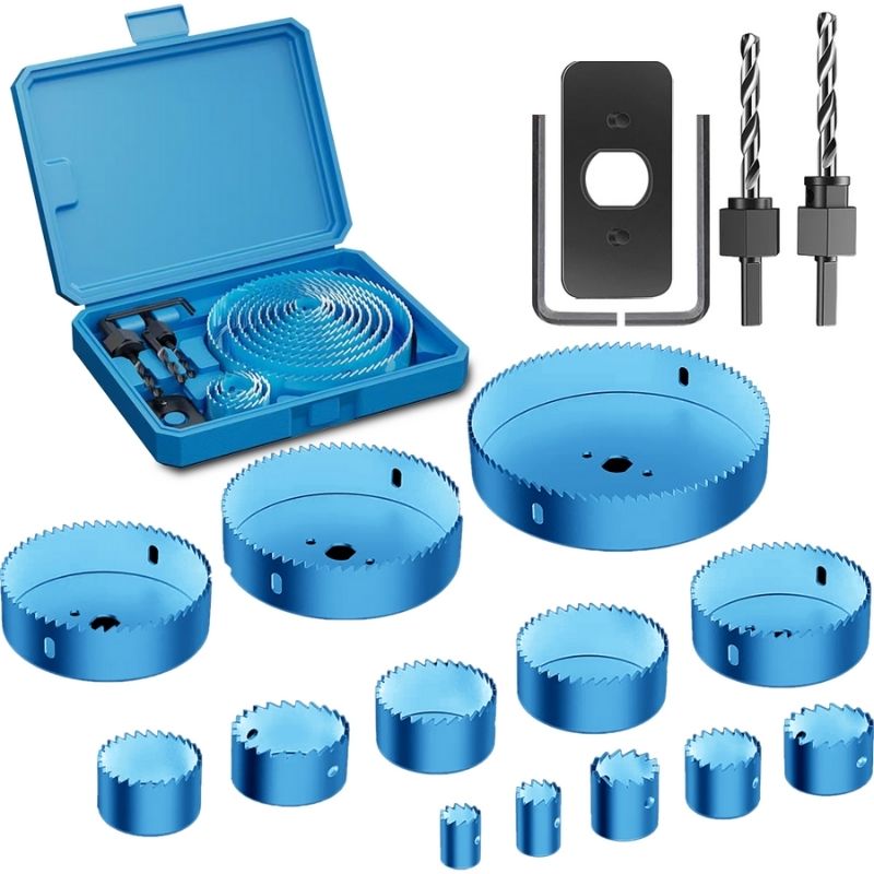 tinduo 다규격 목공용 바이메탈 홀쏘 19P 세트 아답터 육각렌치 증정 15,600원