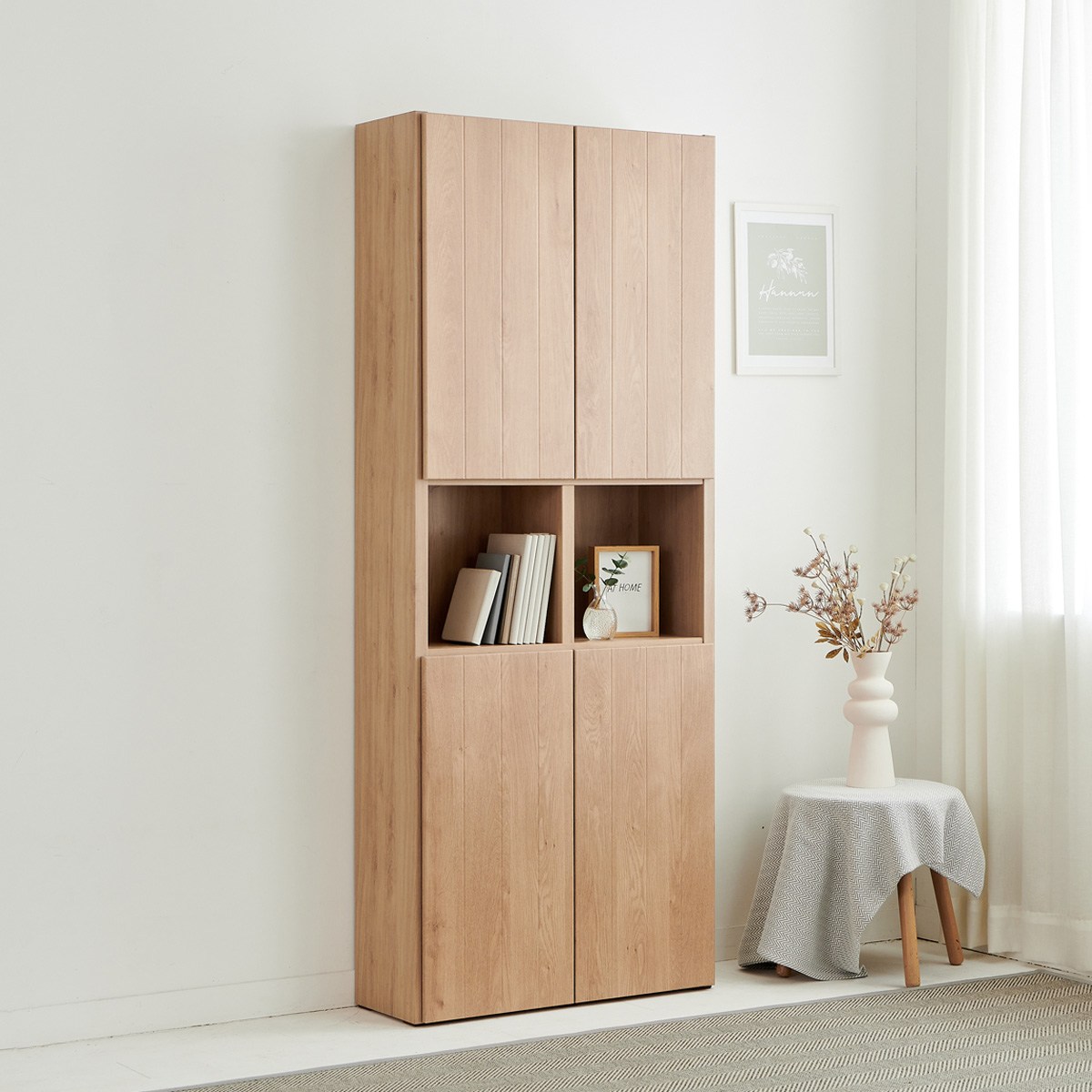 두리앳가구 에디트 상하부 도어형 책장 5단 810 수납책장, 5단, 내츄럴 139,000원