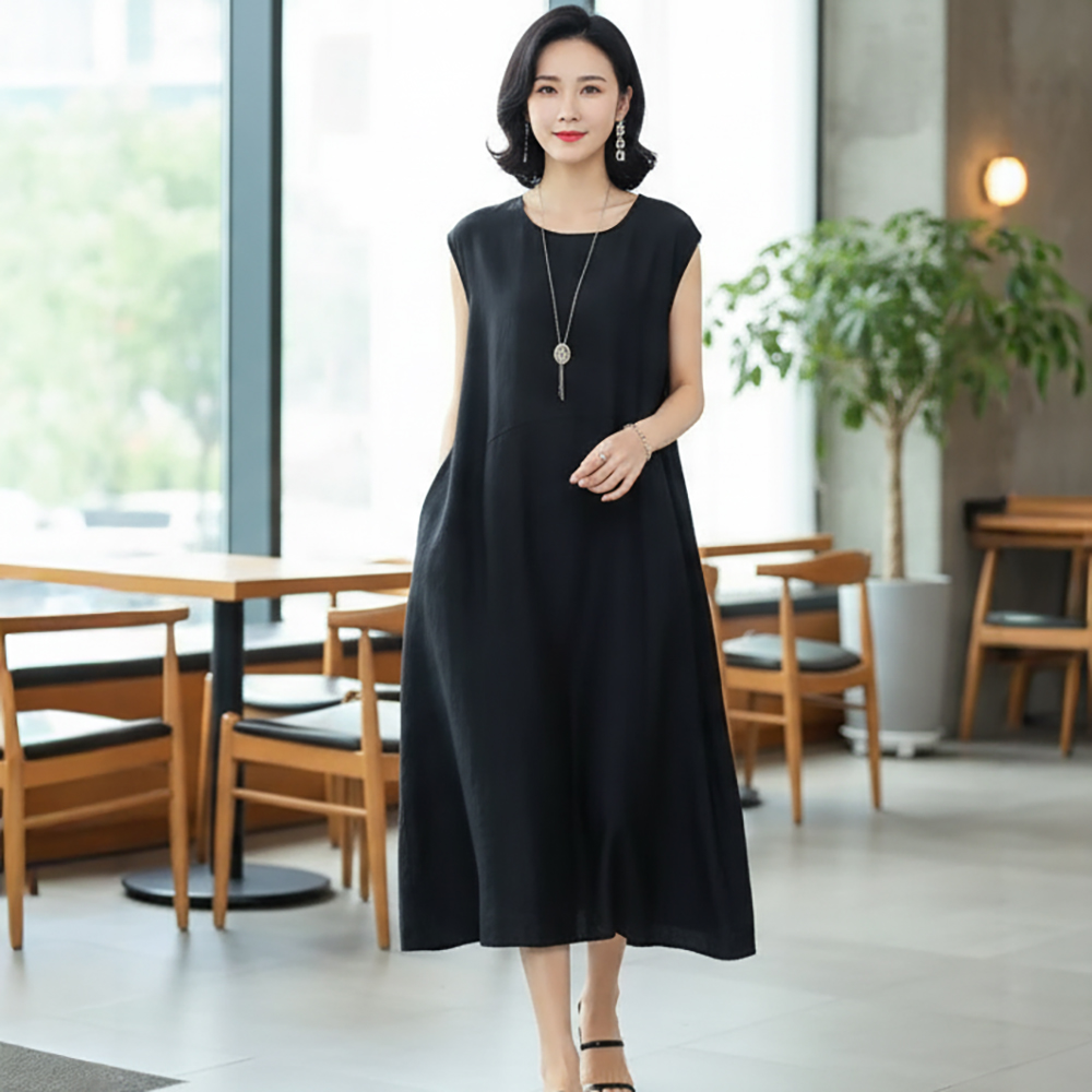 인피어스 여성용 심플 클래식 루즈핏 슬리브리스 원피스 I263-0173 21,900원