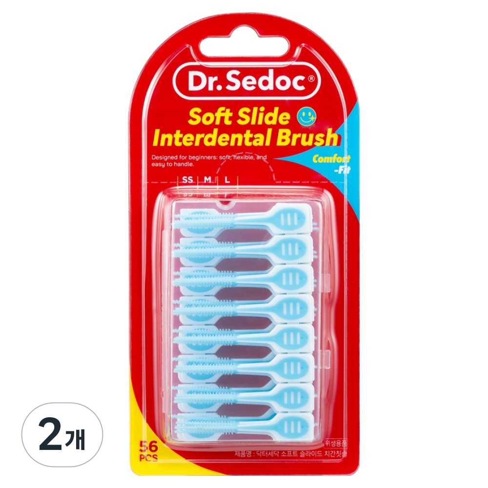 닥터세닥 소프트 슬라이드 치간칫솔 SS~L, 2개, 56개입, 2.1cm 11,430원