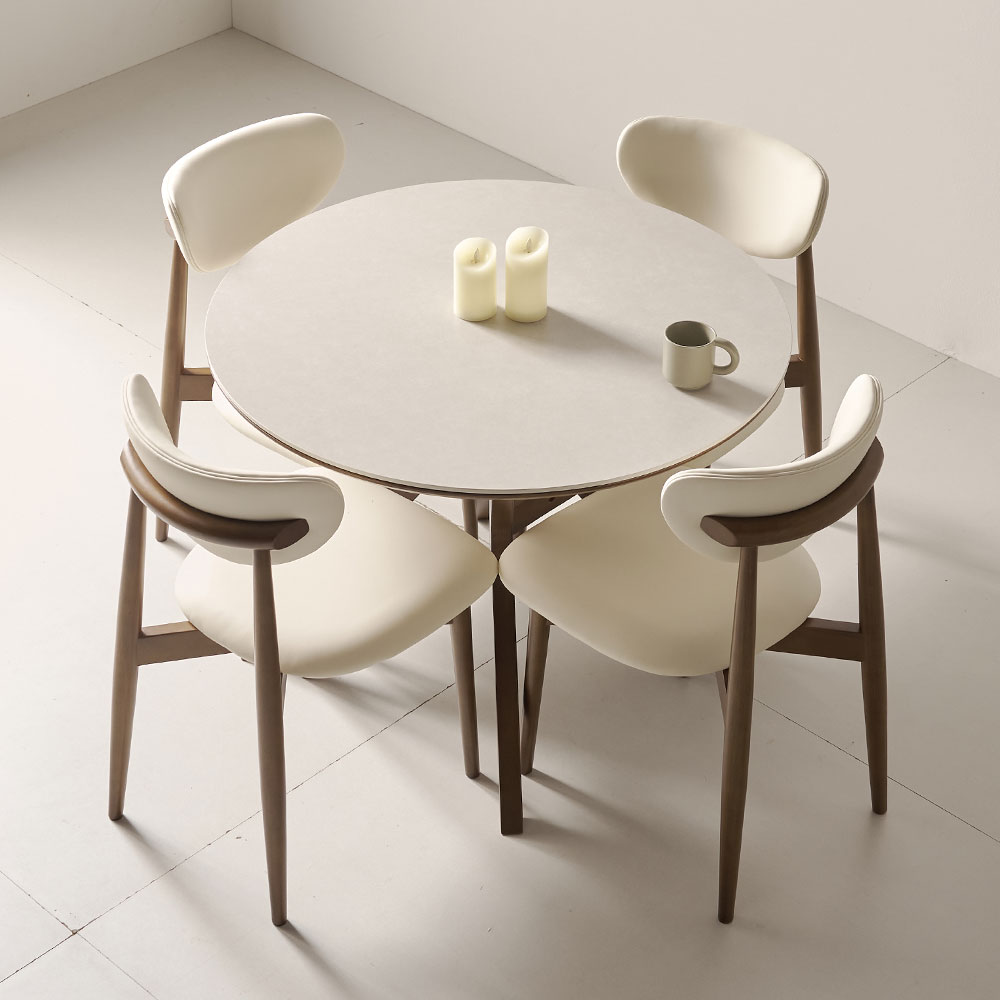세릴 1000 포세린 세라믹 원형 4인용 식탁+모린 의자4 IKCR2B, (식탁) 단일 색상, 일반의자 4 845,000원