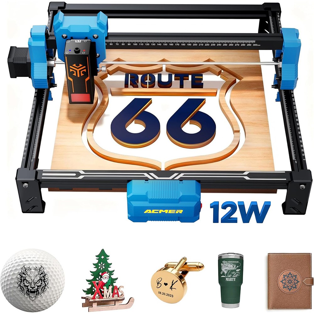 ACMER 12W 소형 레이저 각인기 조각기 컷팅기 금속 유리 아크릴 나무 S2, 1개 468,800원