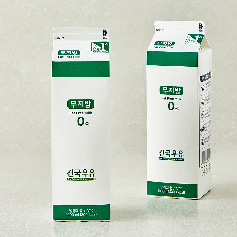 [로켓프레시] 건국유업 무지방 우유 1급 A원유, 2개, 1L 5,900원