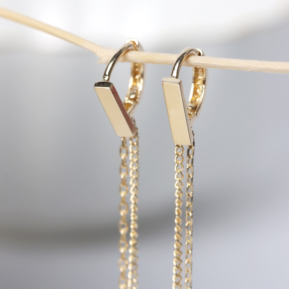 오로프 14K 전체 금 라지 모노스틱 드롭 원터치 링 귀걸이 1쌍 (YJELS181) 361,240원