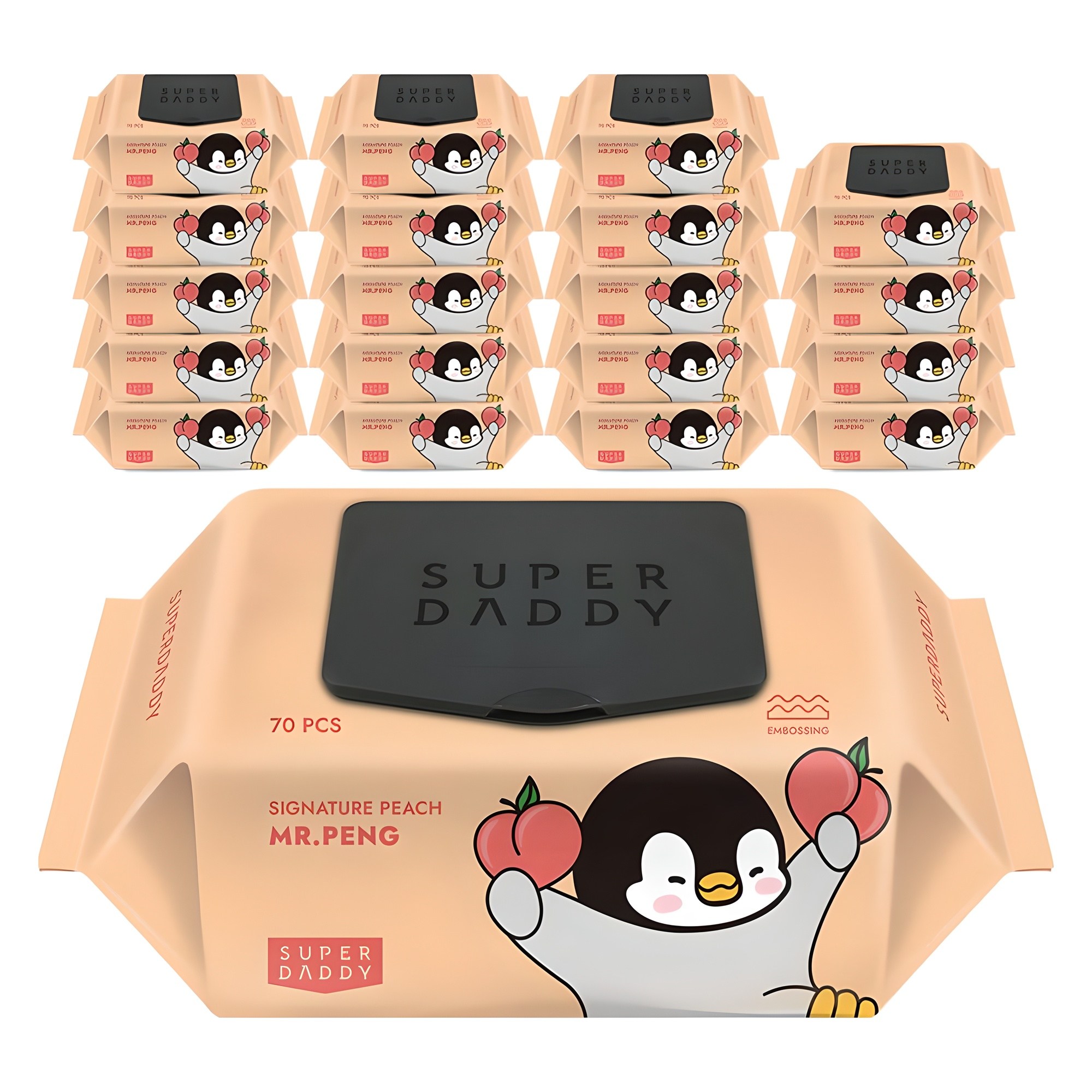 슈퍼대디 시그니처 미스터펭 피치 엠보싱 아기물티슈 캡형, 20개, 70개입, 70g 24,900원