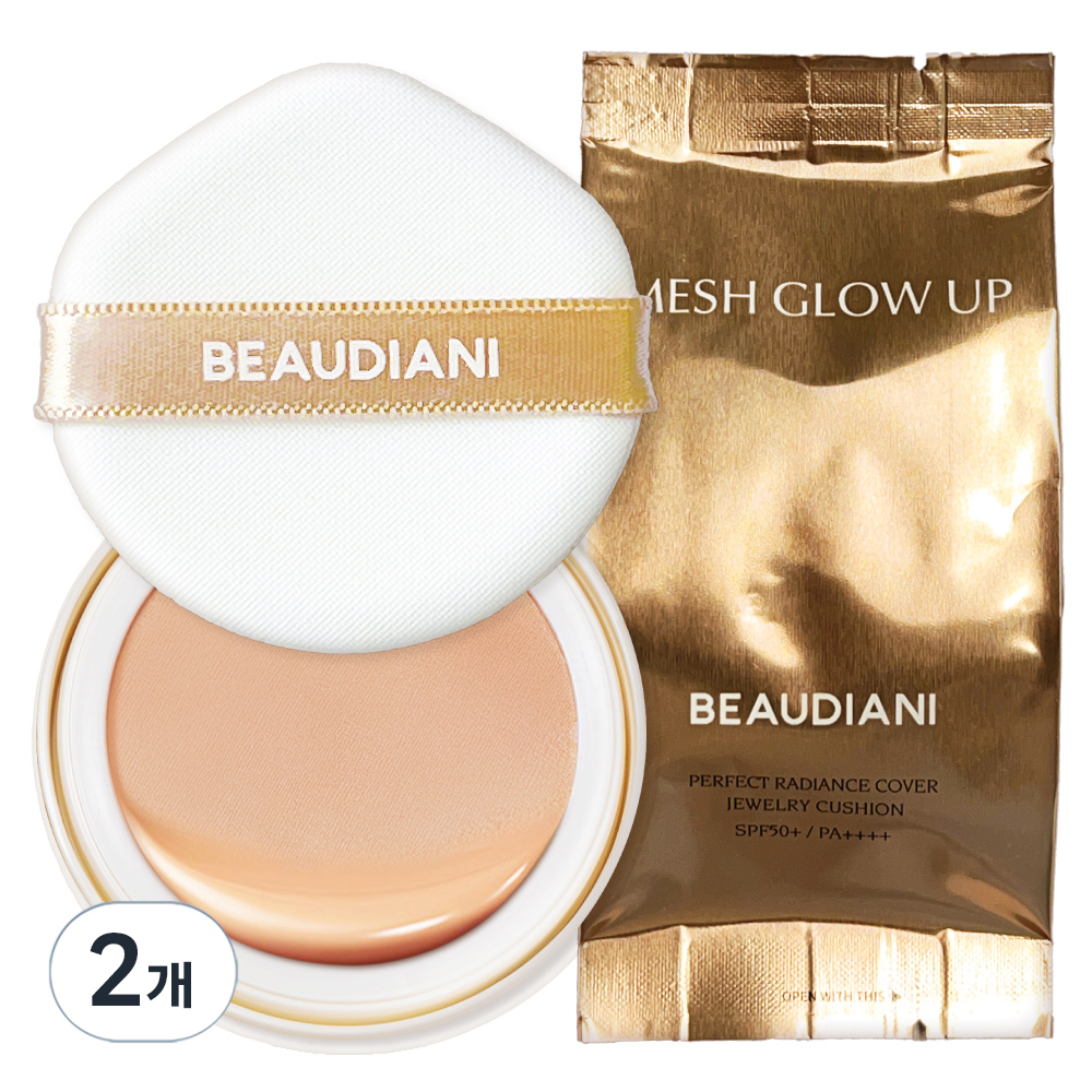 뷰디아니 메쉬 글로우 업 커버쿠션 파운데이션 리필 12g, 2호 모던 커버 데일리, 2개 50,400원