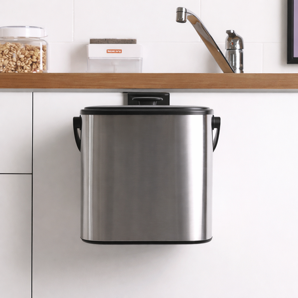 싱크대 걸이형 스테인리스 휴지통 주방 음식물 쓰레기통 벽걸이 분리수거통, 1개, 그레이 32,900원