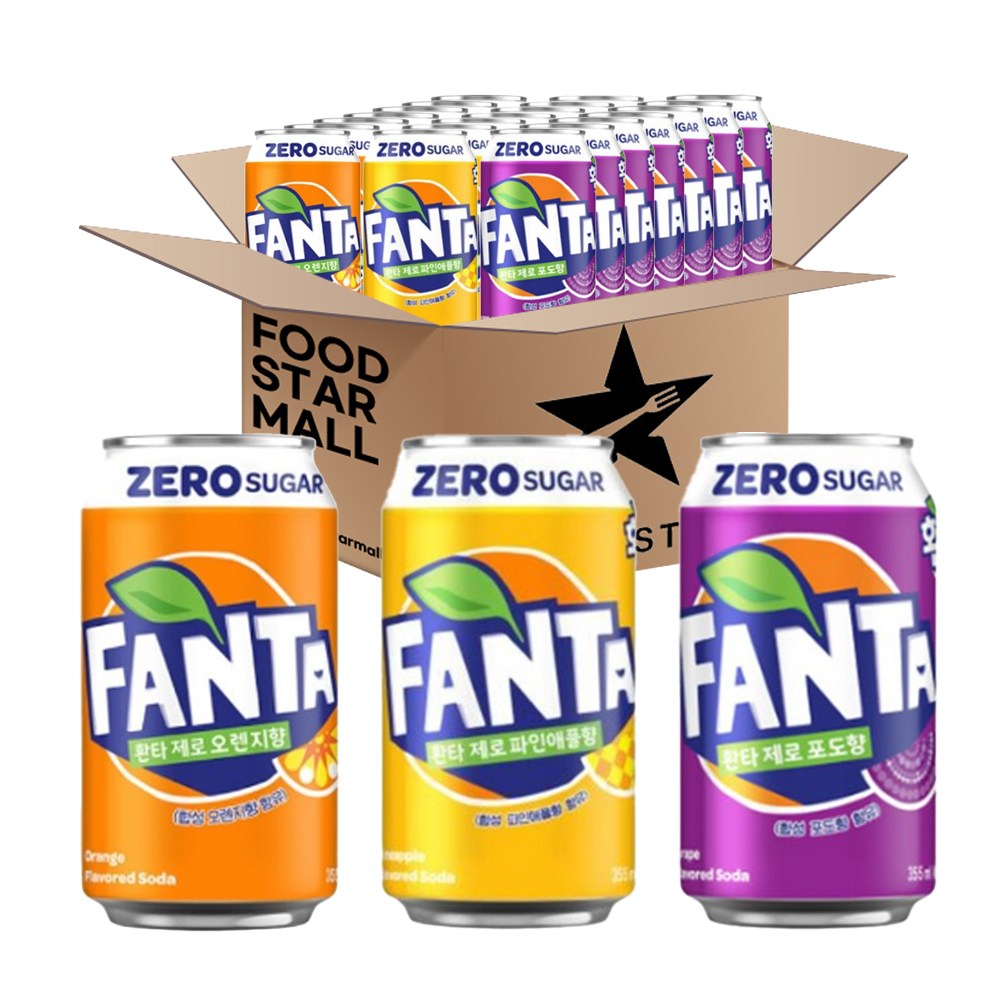 [푸드스타] 환타 제로 (파인, 오렌지, 포도) 각 8입 총 24입 28,000원