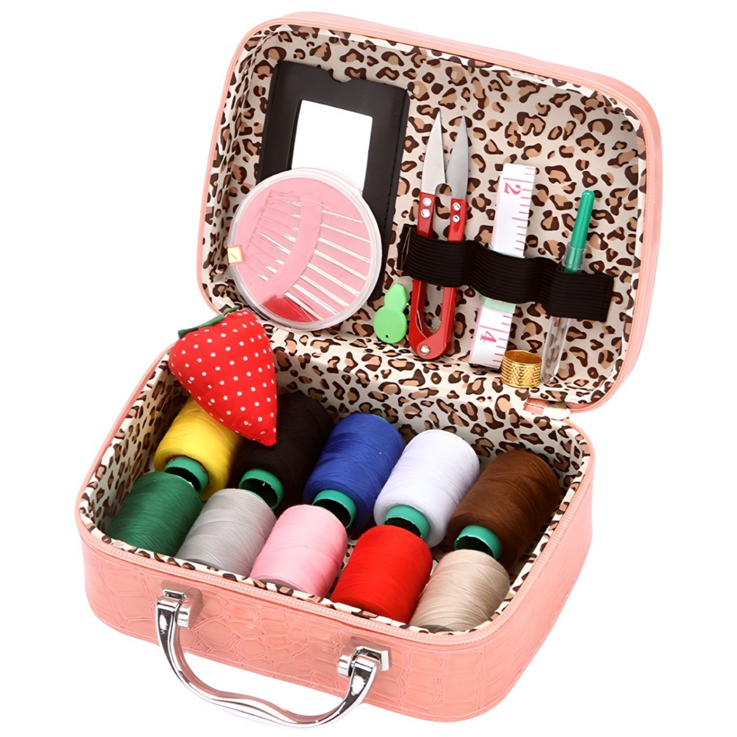 케이엠 반짇고리세트 풀세트 바느질함 휴대용 가정용, 핑크, 1개 11,380원