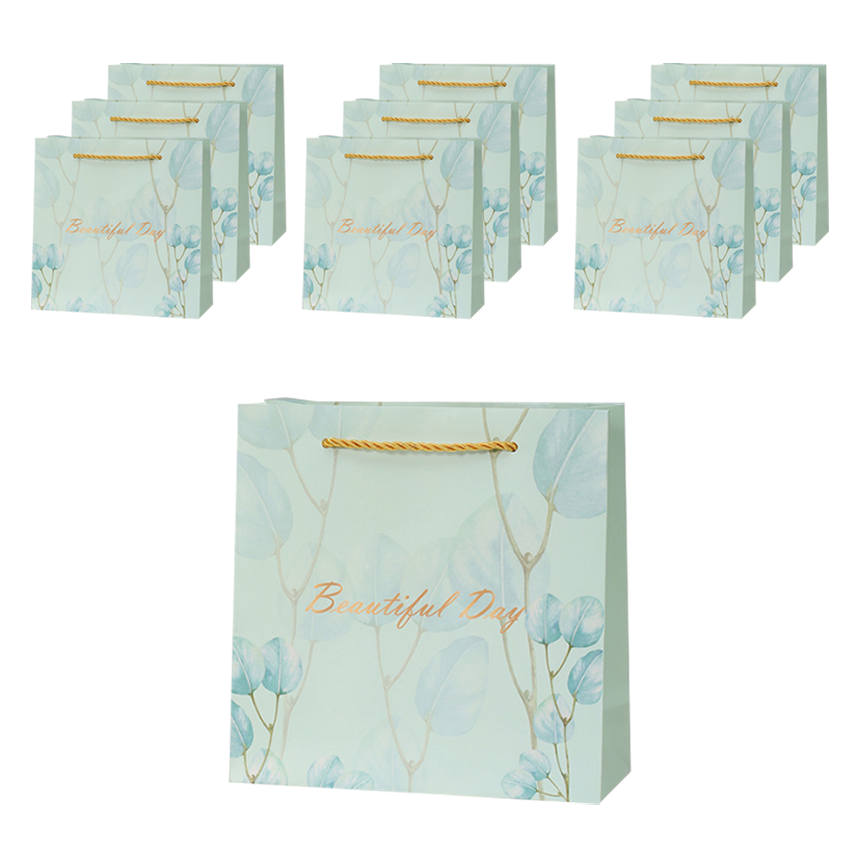 휴고잉 플로랄 직사각종이 쇼핑백, 스카이블루, 10개 6,900원