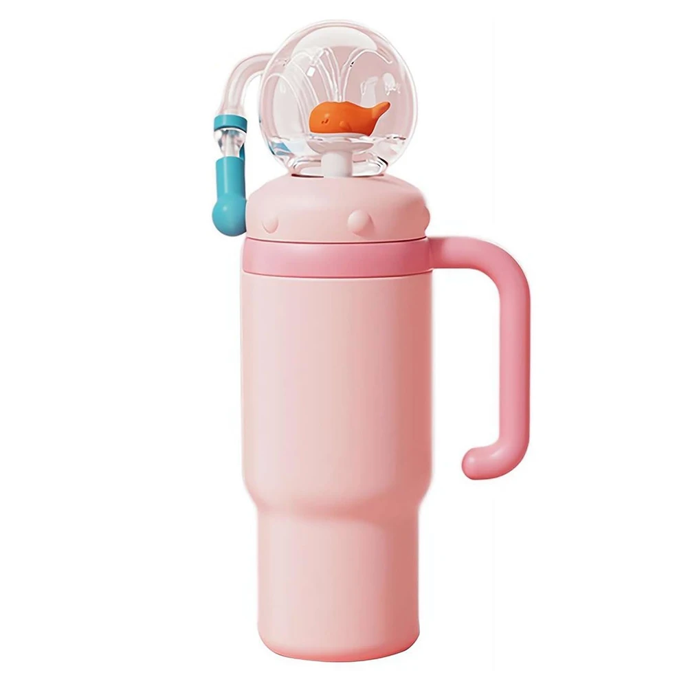 710ML 24OZ 고래 분수 텀블러 손잡이 포함 스테인리스 스틸 물병 음료 컵 창의적인 47,000원