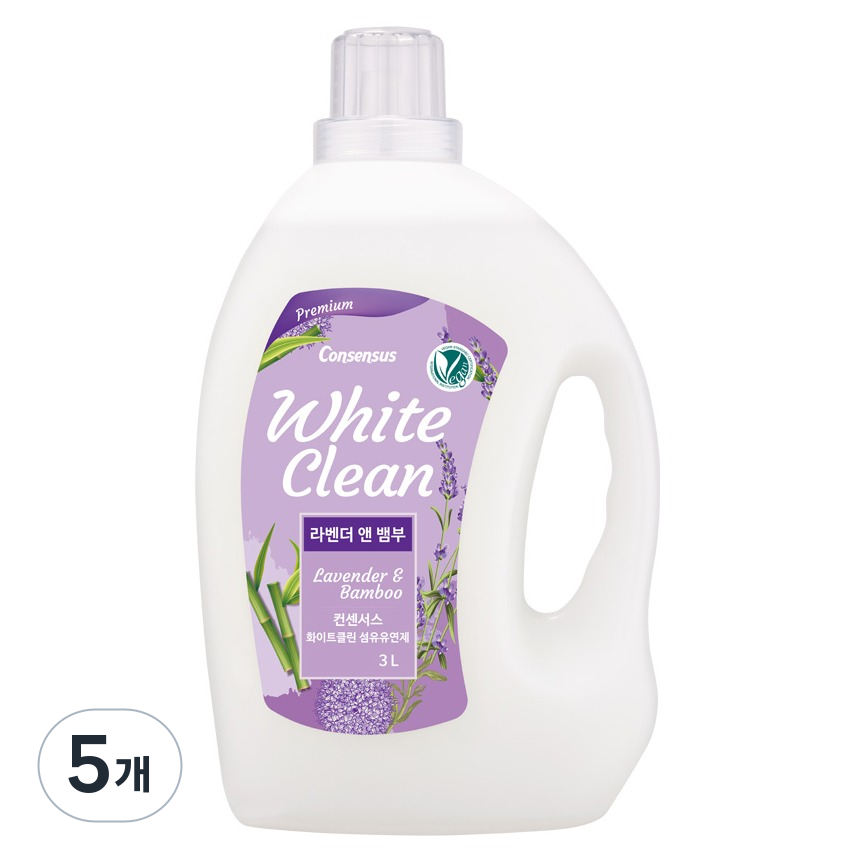 컨센서스 화이트클린 섬유유연제 라벤더 앤 뱀부 본품, 3L, 5개 49,250원