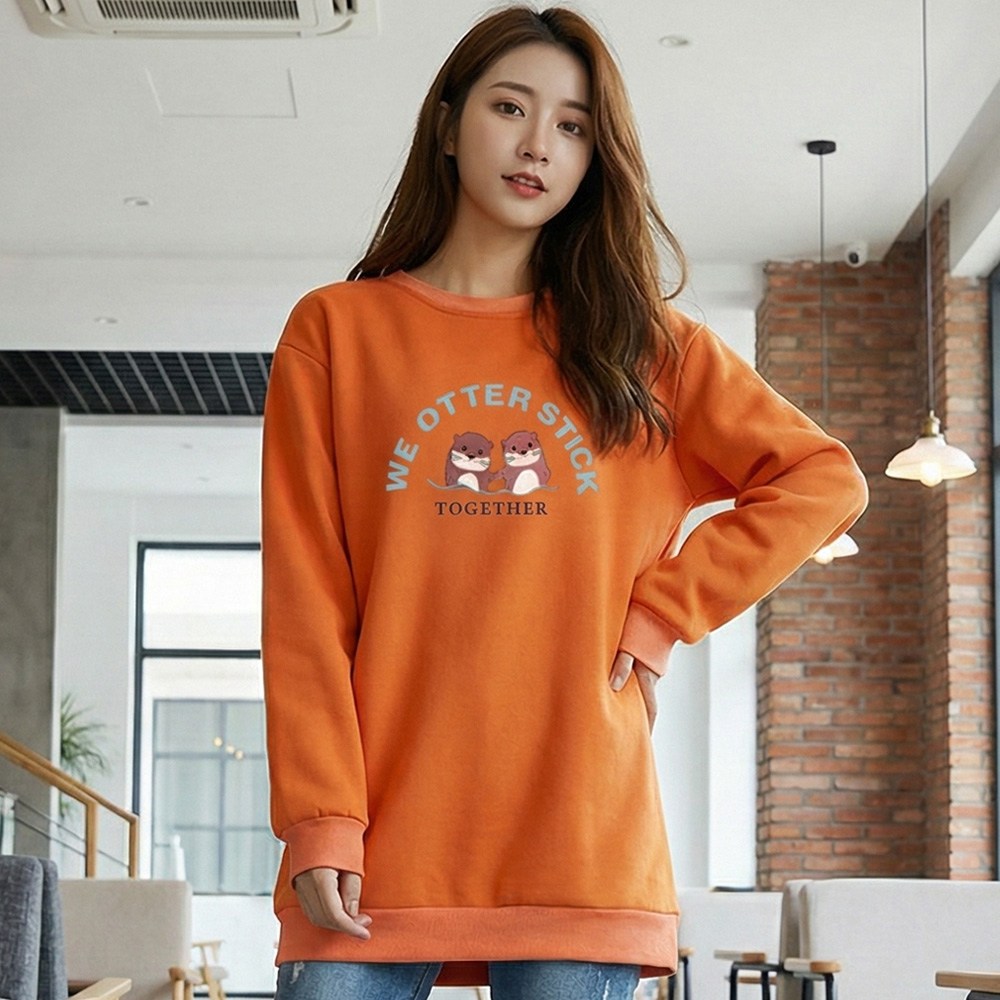 여성 오버핏 빅사이즈 기모 롱 맨투맨 티셔츠 롱티셔츠 롱티 12,900원