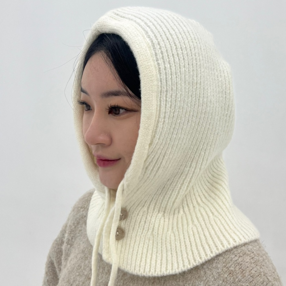 디베일 국산 프리미엄 울 니트 바라클라바 겨울 방한 후드 넥워머, 1개, 아이보리 25,000원