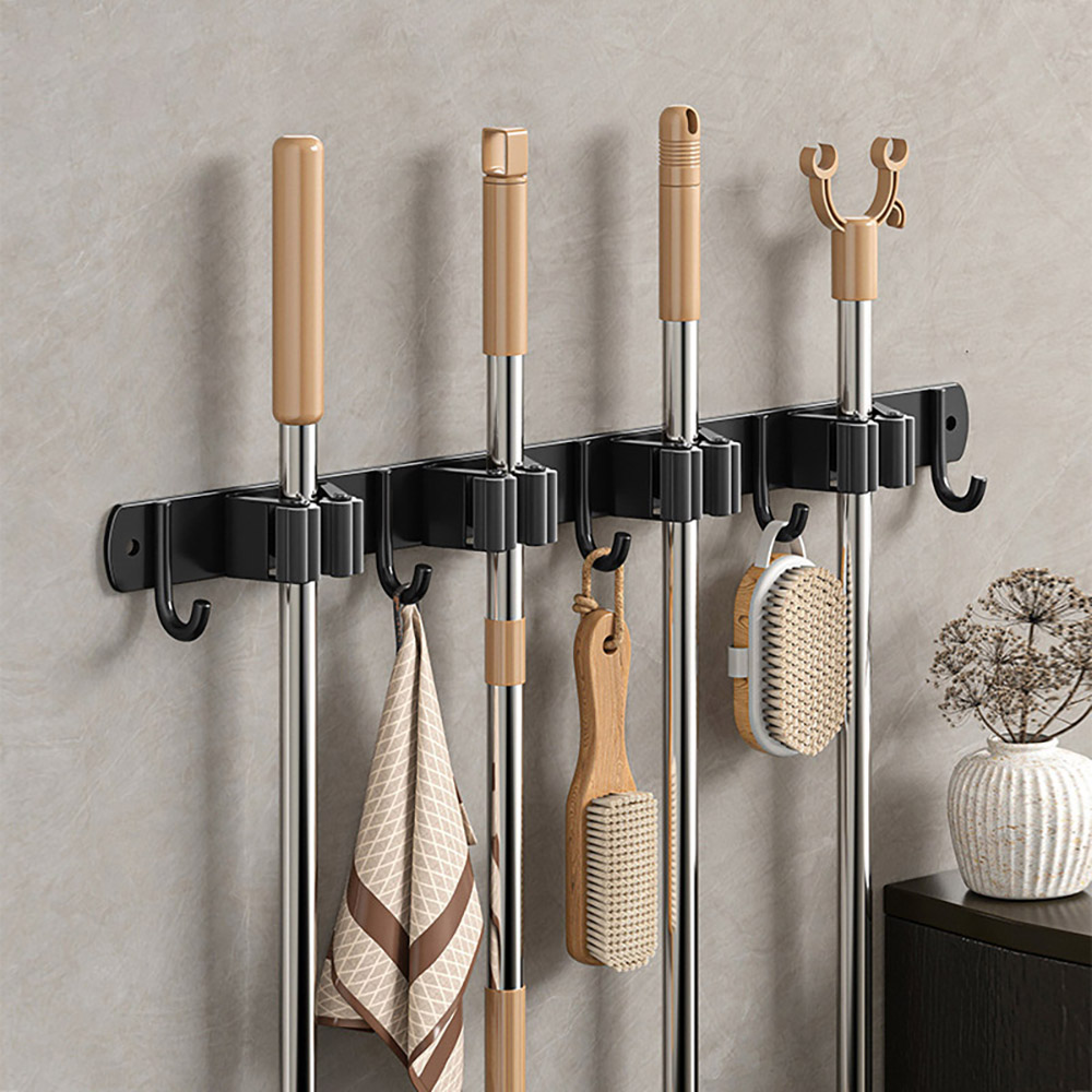 청소도구걸이 벽걸이정리대 밀대걸이 다용도후크 수납홀더, 블랙, 1개 14,200원