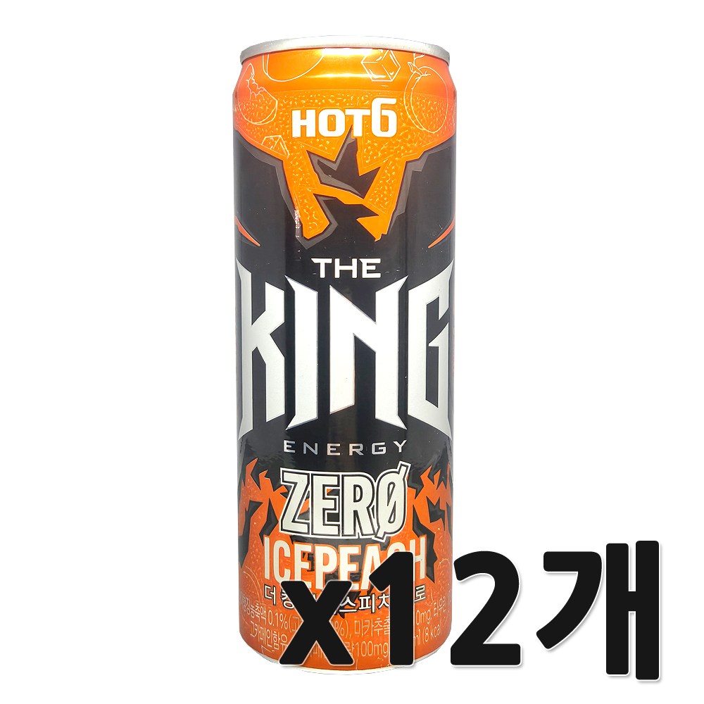 롯데 핫식스 더 킹 아이스피치 제로, 12개 12,400원