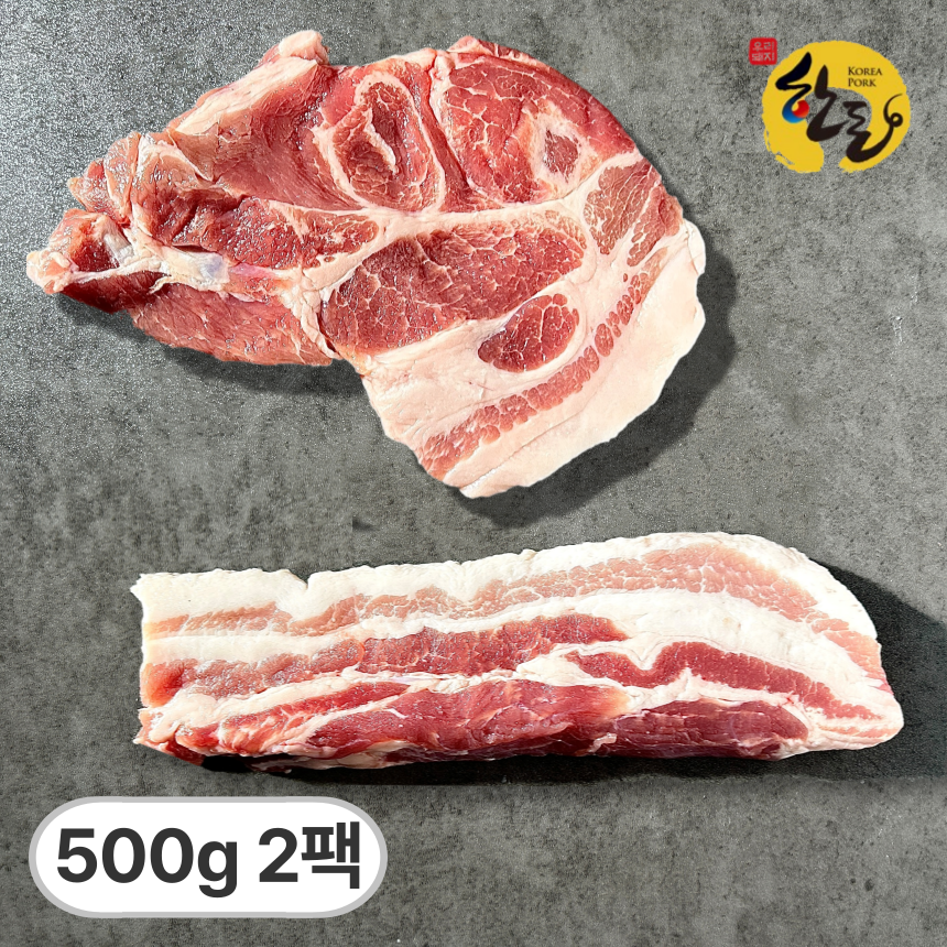 직통미트 한돈 삼겹살+목살 (냉장), 2개, 500g 29,900원