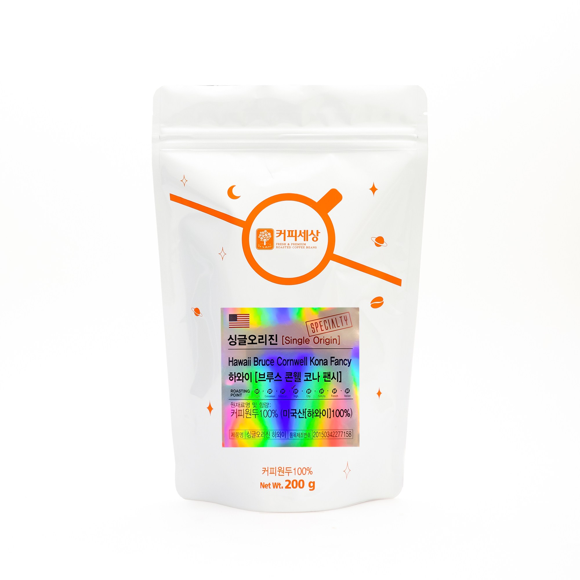 커피세상 스페셜티원두 하와이 브루스 콘웰 코나 팬시, 1.홀빈 (분쇄안함), 200g, 1개, 홀빈(분쇄안함) 81,800원