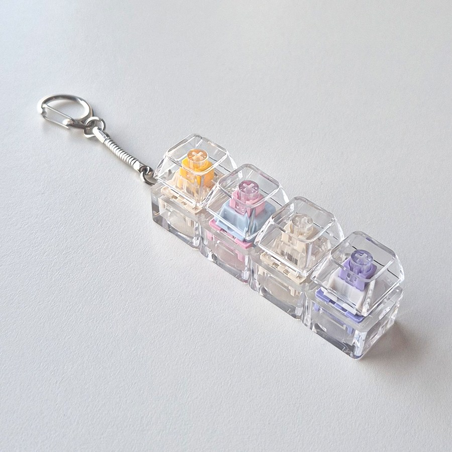 골드디자인 클릭커 키보드 키링 4구 키캡 딸깍이 스위치 블럭 키홀더 가방꾸미기 스트레스해소 귀여운 선물템, 1개, 01.노핑베보4구 4,500원