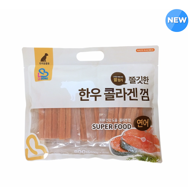 Luvbong lovbong 애견용 쫄깃한 한우 콜라겐 껌 연어 800g, 연어, 800g, 1개 17,220원