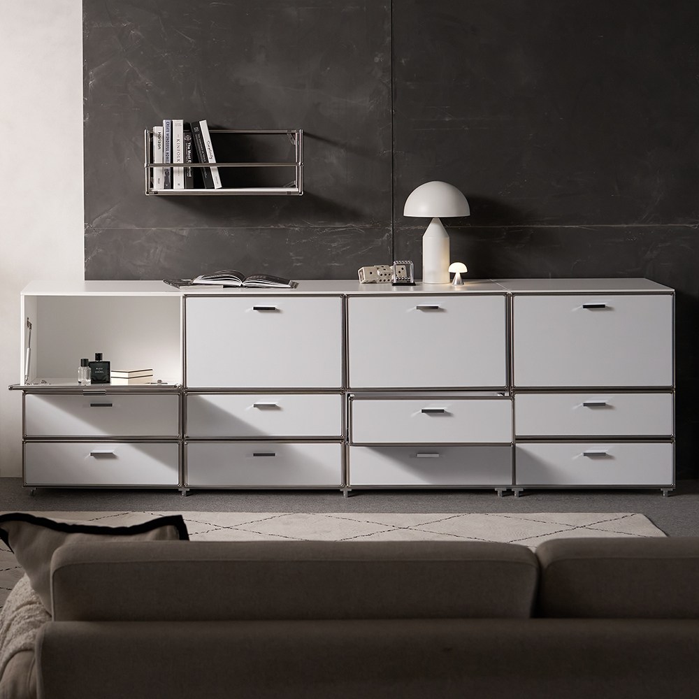 아르엔 미드센추리 플랩도어 400 600 와이드 수납장 2단 다용도 서랍장 침실 협탁 거실 모듈가구 279,900원