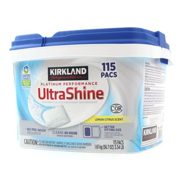 Kirkland Signature  울트라샤인 디쉬워셔 레몬 시트러스 115 팩 세제 식기세척기 접시 12,560원