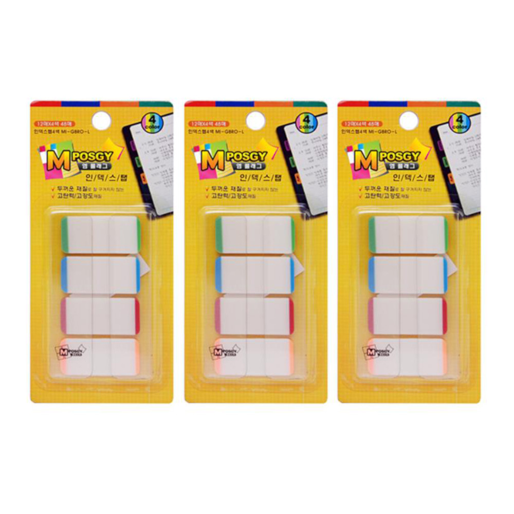 M시리즈 M 플래그 인덱스탭 4색 지그재그 MI-GBRO-L 38x18mm 12매 x 4색(3개) 15,300원