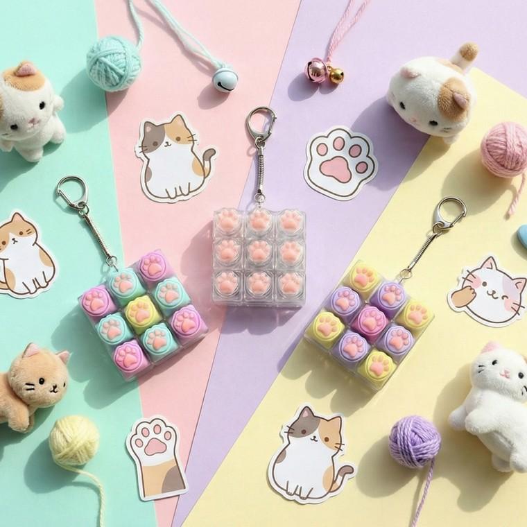 led 키보드 클리커 딸깍이 키캡키링9구 고양이발, 1개, 투명 17,500원