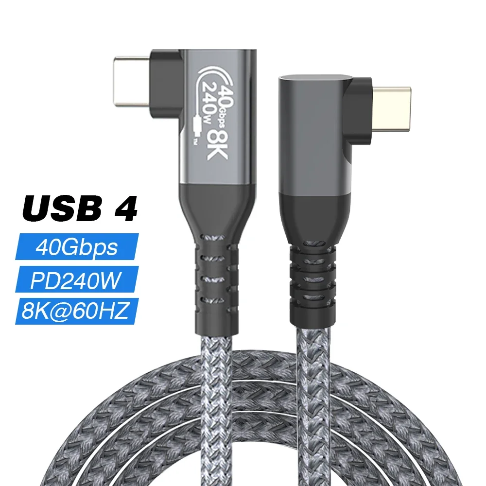 Thunderbolt USB 4 90도 각도 케이블 40Gbps 팔꿈치 유형 C 데이터 전송 PD240W 고속 충전 22,960원