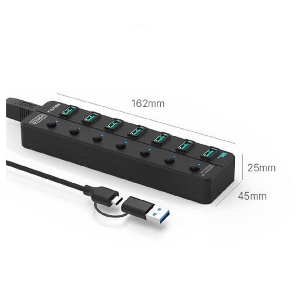 C타입 to A타입 7포트 유전원 USB허브 10Gbps USB확장 노트북 PC GEN2 개별스위치 USB메모리 분배 공유기 50,000원