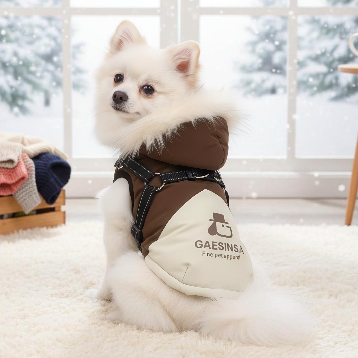 개신사 강아지패딩 잠바 조끼 하네스 겨울산책용 22,900원