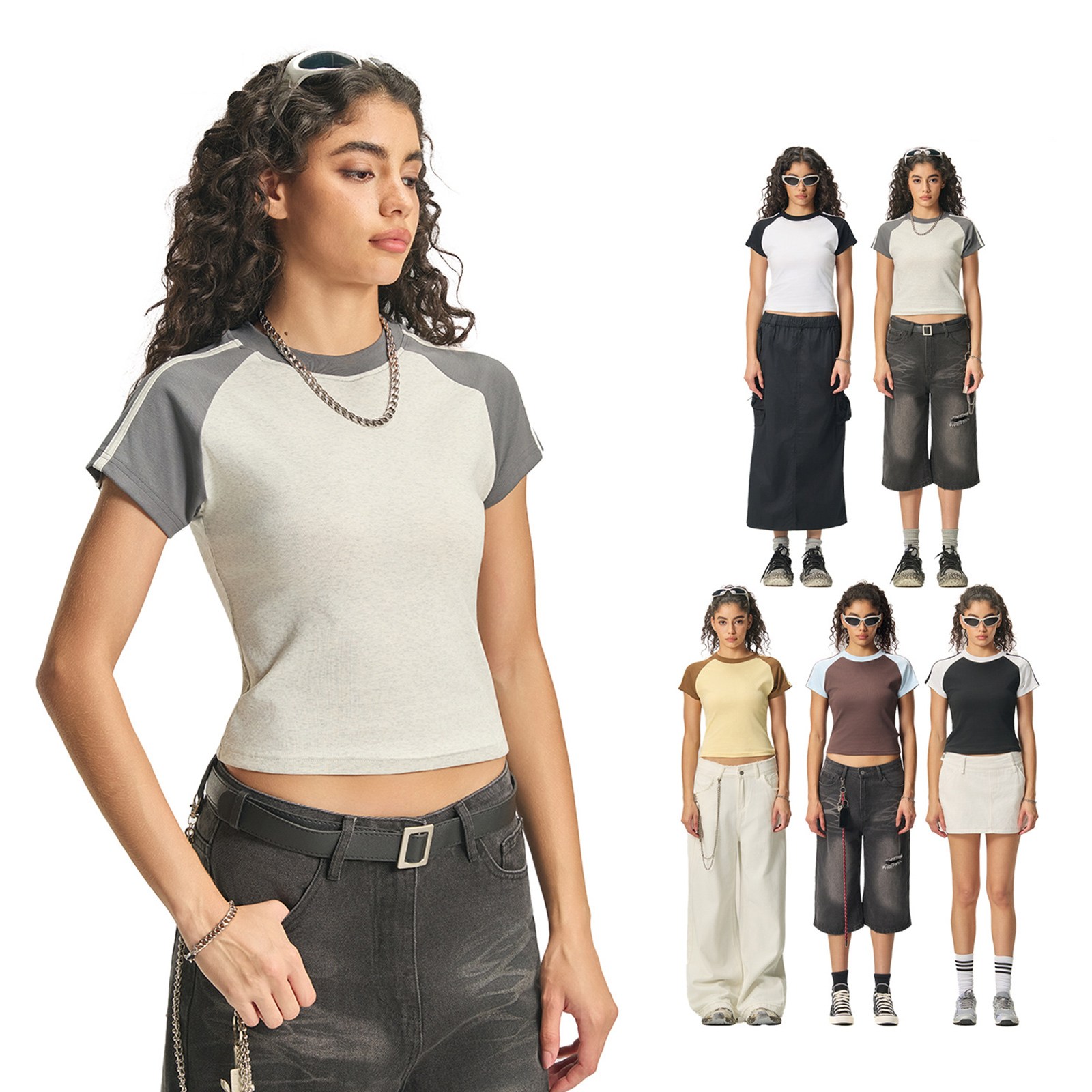 밤의여신 슬림핏 라운드넥 반소매 여성용 티셔츠 스판 캐주얼 이너티 2개 세트 38,900원