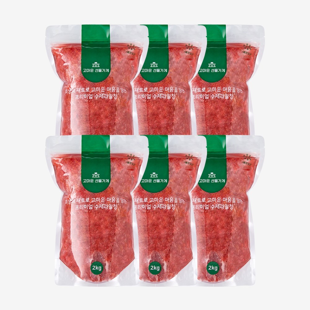 고마운선물가게 리얼딸기베이스청 2kg 수제청 과일청 카페 납품 대용량, 2kg, 6개입, 1개 147,200원