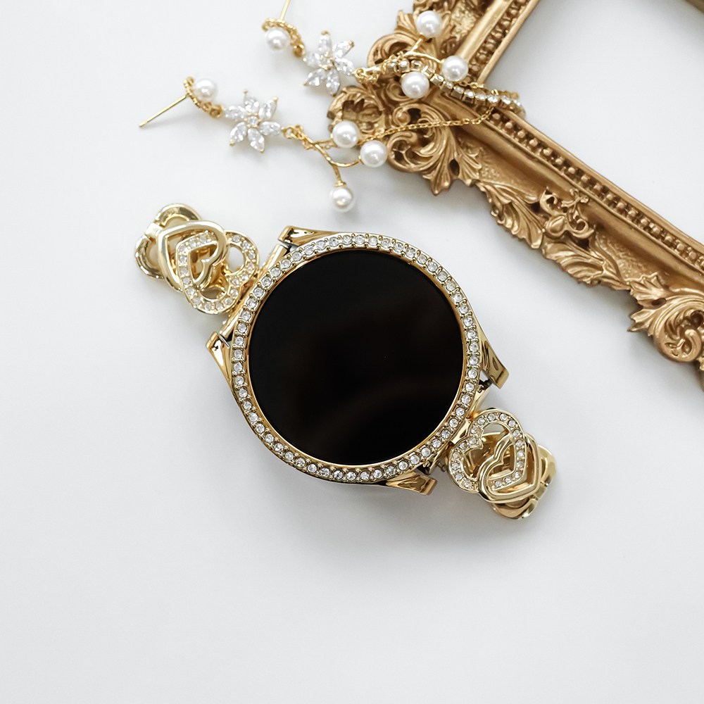 타임스토리 디먼트 갤럭시워치 6 5 4 3 호환 하트 큐빅 브레이슬릿 메탈, 골드 14,900원