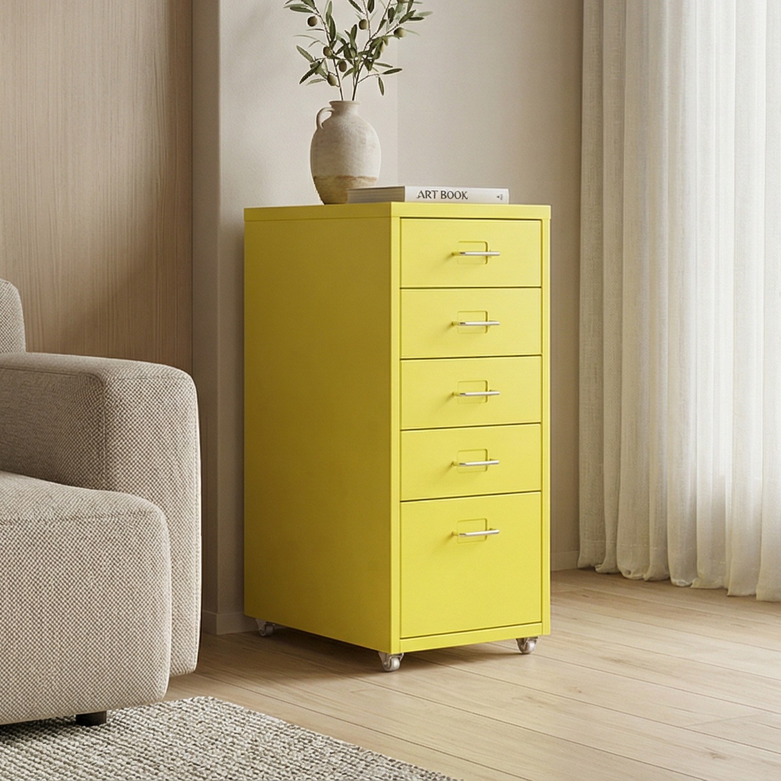 Polyidea 철제 서랍장 이동식 수납장 조립식 서랍장 사무실 거실  데스크 책상밑 공간 활용 49,000원