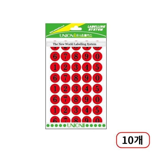 유니온)숫자스티커(306) 8매입/16mm, 적색(M320773) 10개 18,000원