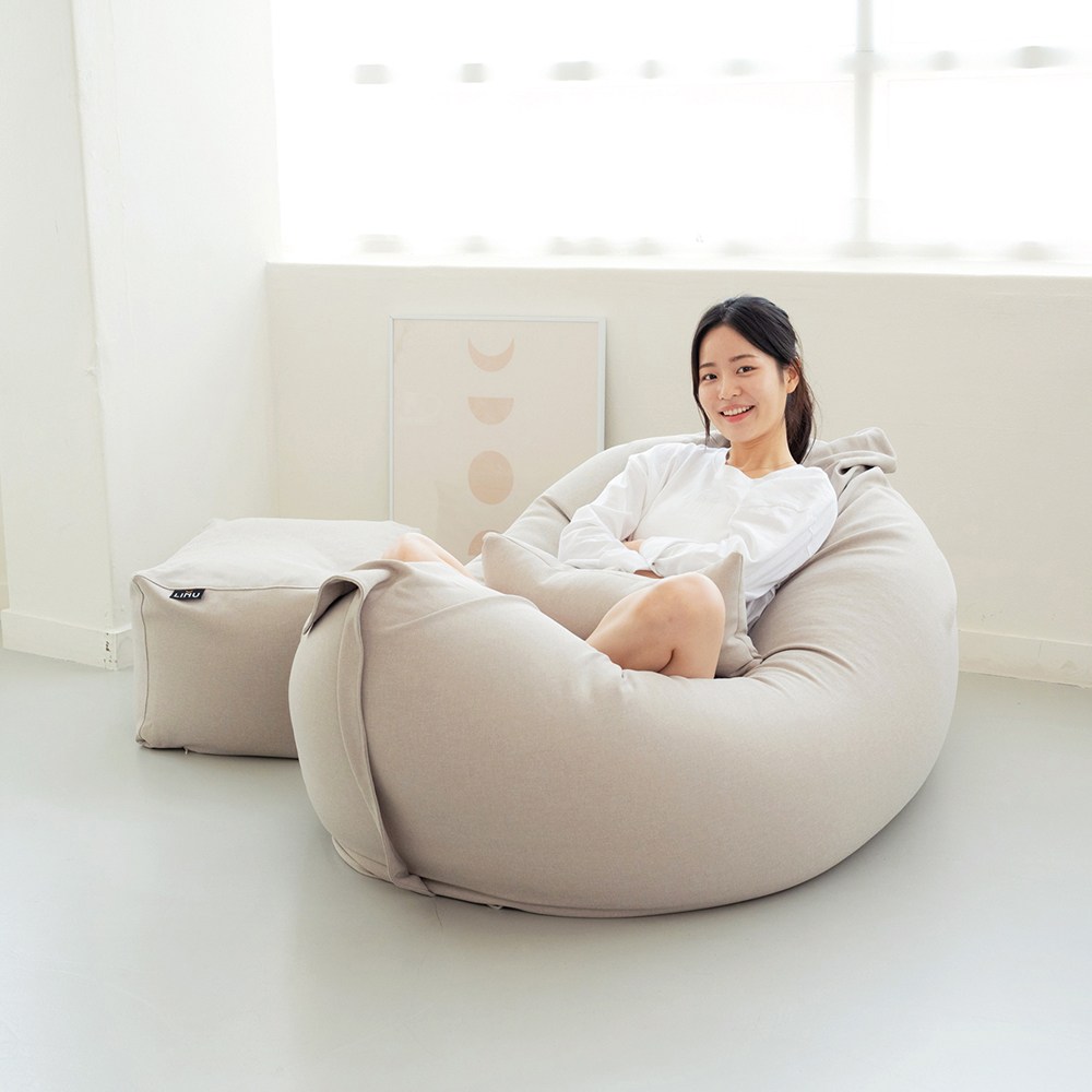 LINU 리누 린온빈백 대형 빈백 소파 1인 2인, 오트밀 159,900원